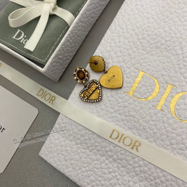 Dior飾品 迪奧經典熱銷款復古風JADlOR耳環 最新款字母logo復古色耳飾  zgd1073